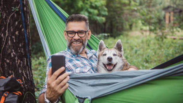 Hammock camping with dog